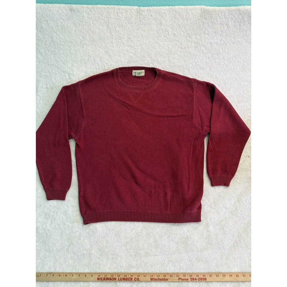 Eddie Bauer Men's Red Crew Neck Pullover Knit Cotton Sweater 2XL Solid Cozy